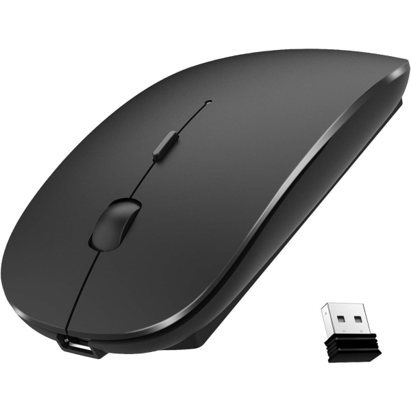 Rechargeable Wireless Mouse Slim Silent Click Noiseless Optical black