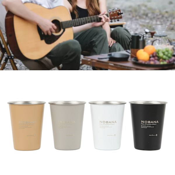 4-delt Camping Kop Sæt - 350ml Rustfrit Stål, Letvægts & Holdbar, Tilgængelig i 4 Farver til Udendørs Rejser og Picnic 4 PCS