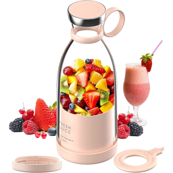 Bærbar Power Blender - Batteridrevet Smoothie Mixer USB 350ml Rosa