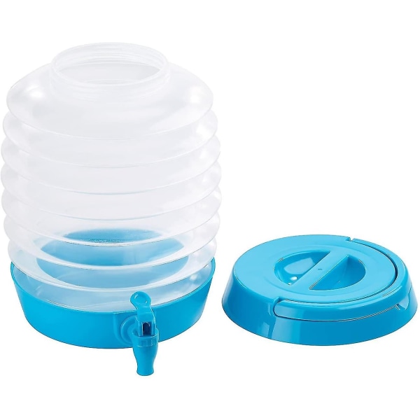 Vandbeholder: sammenklappelig beholder, tud, stativ, 5,5 liter, blå/gennemsigtig (foldbar vandbeholder)