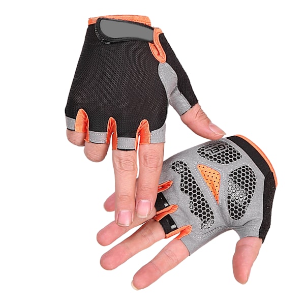 Liukumattomat puolihanskat painonnostoon ja pyöräilyyn - Unisex ulkoilmakäyttöön L Black Orange