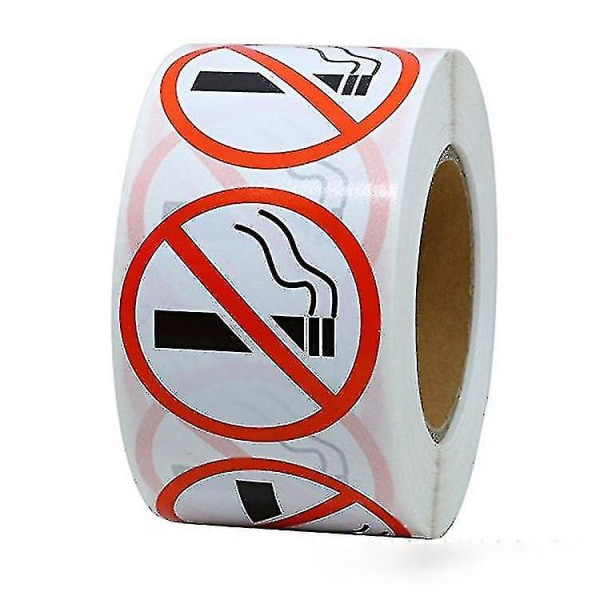 500pcs/roll No Smoking Logo Sign Round Warning Stickers