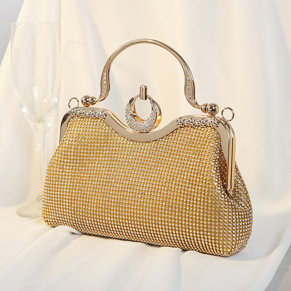 Naisten tekojalokivi yläkahvallinen laukku Vintage Style 3 väriä juhla-iltalaukku häätreffijuhliin gold