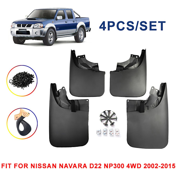 Stänkskydd För Nissan Navara D22 NP300 4WD 2002-2015 Fram Bak Hjulskydd