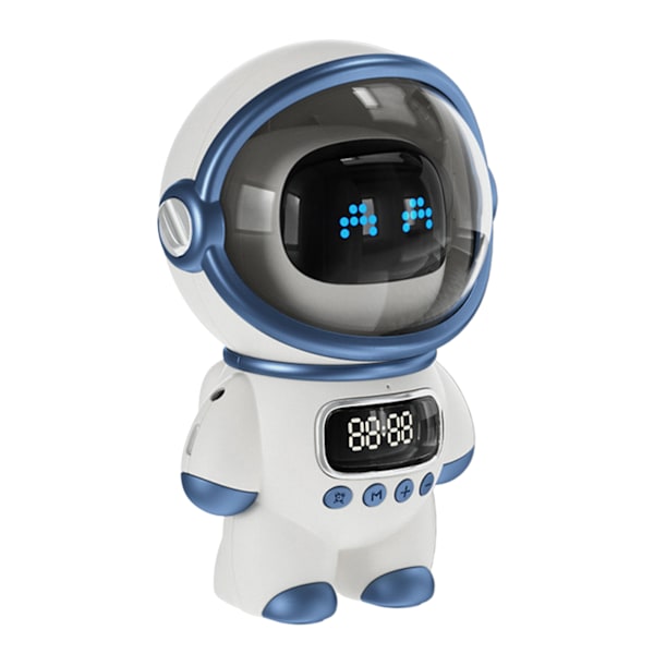 Astronaut Högtalare: AI-Driven Bluetooth Klocka med Nattlampa - Perfekt Födelsedagspresent i Vit White