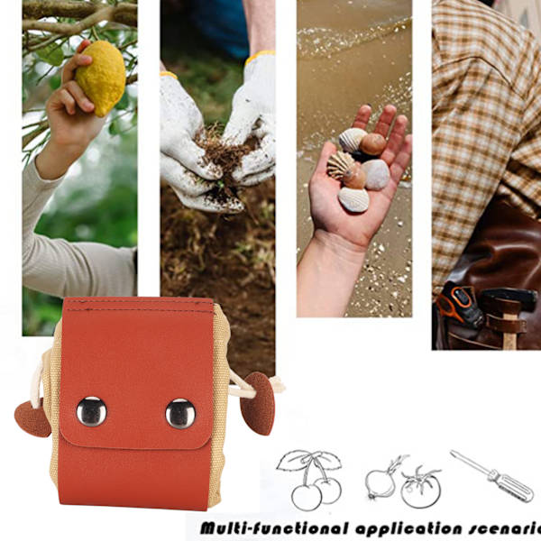 Khaki Foraging Taske - Stor Kapacitet, Holdbar Canvas & PU Læder, Vandafvisende Frugtplukke Taske til Blomster- og Svampeindsamling Khaki