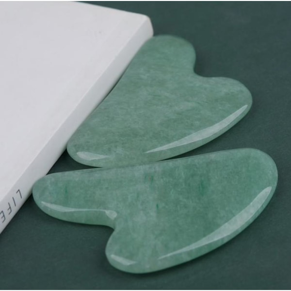 Luonnollinen Gua Sha Jade Rose Quartz Stone Face Board -työkalu - green