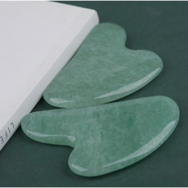 Natural Gua Sha Jade Rose Quartz Stone Face Board Tool - green