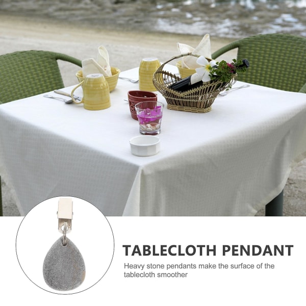 4pcs Table Cover Weights Stone Table Weights Hangers With Metal Clip For Picnic Tables Tablecloth Weights Charm Pendant Grey