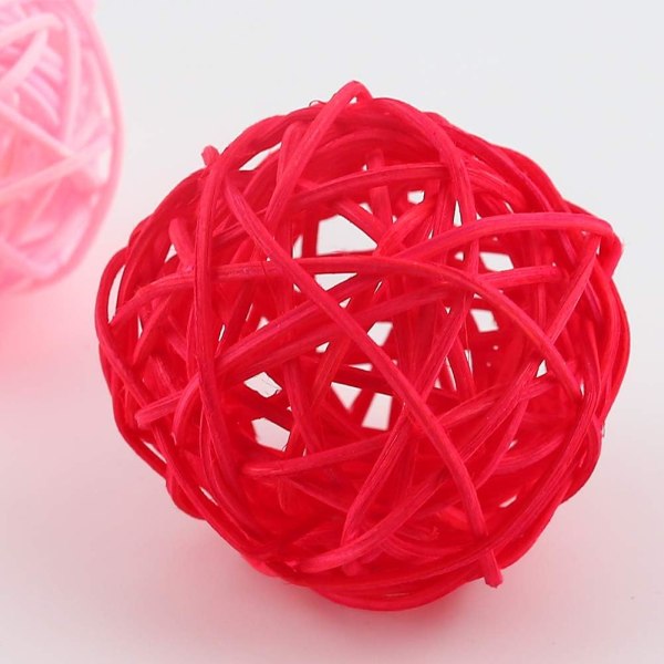 Rattan Ball, 24PCS 2 Inch Wicker Ball Decorative Ball Orbs Vase Fillers Red+Pink+Gray+White Red+Pink+Gray+White 24pcs