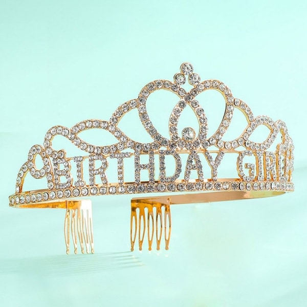 Syntymäpäiväkruunu Tiara Crystal tekojalokivikruunu ROSE GOLD