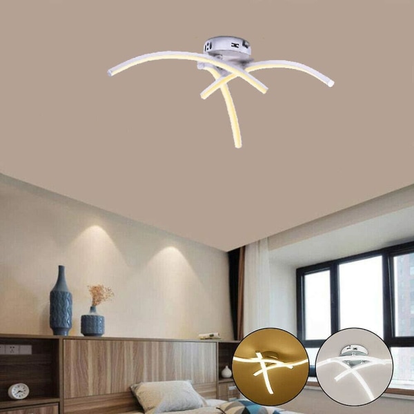 Led Ceiling Light,Ceiling Chandelier Lamp With 3 Curved Light