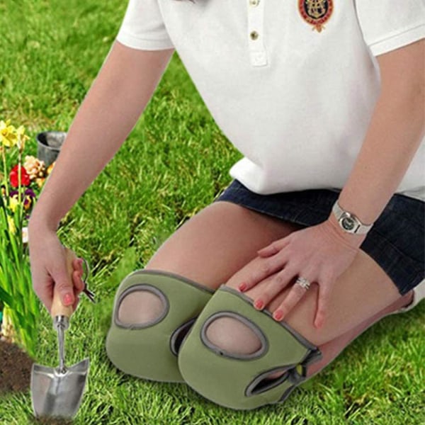 Knæbeskyttere til havearbejde Bløde knæbeskyttere lavet af memoryskum, justerbare Mörkgrön