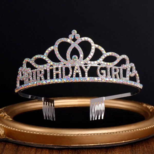 Syntymäpäiväkruunu Tiara Crystal tekojalokivikruunu ROSE GOLD