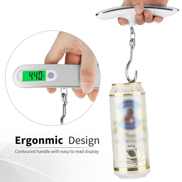 Portabel Elektronisk Hängande Vågskala med Rostfritt Stål Rund Knapp och Grön Bakgrundsbelysning (Banddesign)