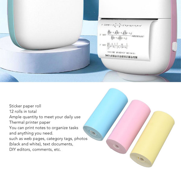 12 Rullar Mini Färgtryckpapper - 57x25mm 57x25mm