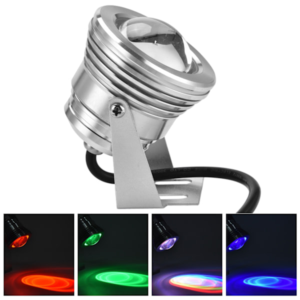 2V 10W RGB Vandtæt LED Spotlight til Akvarier, Pools og Haver - Under Vand Sølv Design