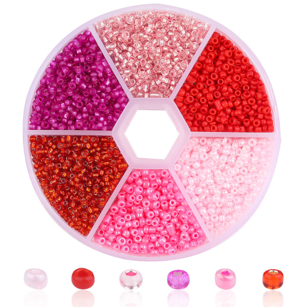 DIY Glass Millet Beads 6 Color Combination pink