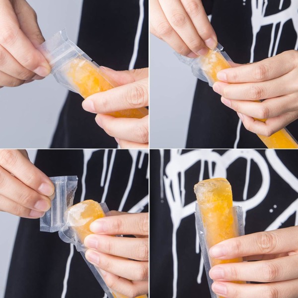 100-pak Popsicle-poser, frysepops Popsicle-poser Maker engangs-gør-det-selv ispop-formposer-poser - leveres med silikonetragt