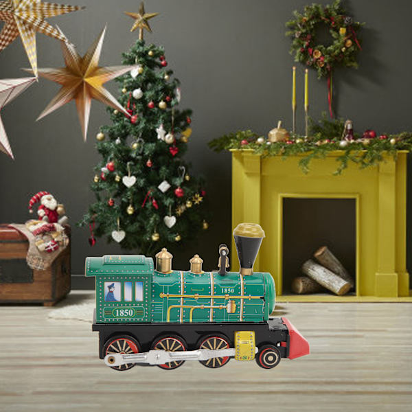 Vintage Tinplate Kellokoneinen Veturi Leikkikalu - Käsintehty Retro Kellokoneinen Juna Keräilijöille, Lahjoiksi, Juhliin ja Syntymäpäiville Green