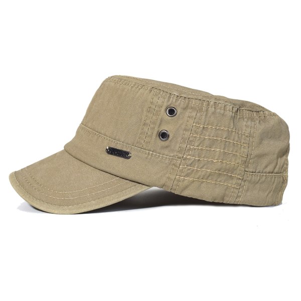 Militärkepsar i tvättad bomull för män Cap Unik design Vintage platt topphatt，khaki color