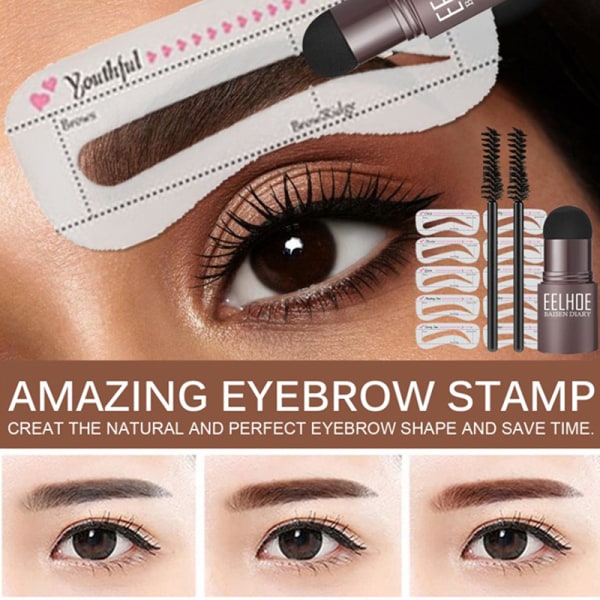 Eyebrow Shaping Kit Stamp Kulmakarvojen kynä ja 5 paria Brow Stenc A6 Medium brown suit