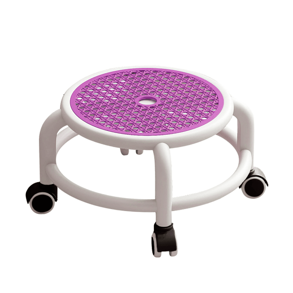 Mukava pyörivä matala jakkara universaaleilla pyörillä - korkea painonkesto mini-jakkara kotiin purppuralla Purple