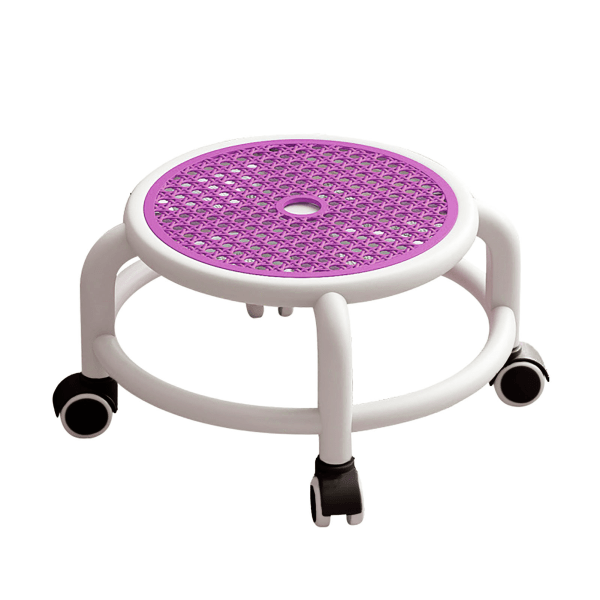 Rund rullende lav skammel Komfortabel Universal Hjul Bevægelig Mini Taburet Høj vægt kapacitet til hjemmet Lilla Purple