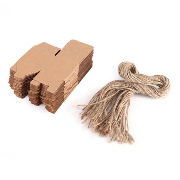 50 stk Retro Brune Foldbare Slikæsker med Snøretov - Lille Kvadratisk Design 50PCS