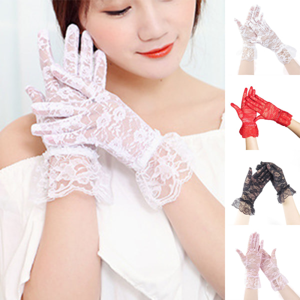 Spets handske med kort handled Bröllopsfest Brudhandskar med helfinger White