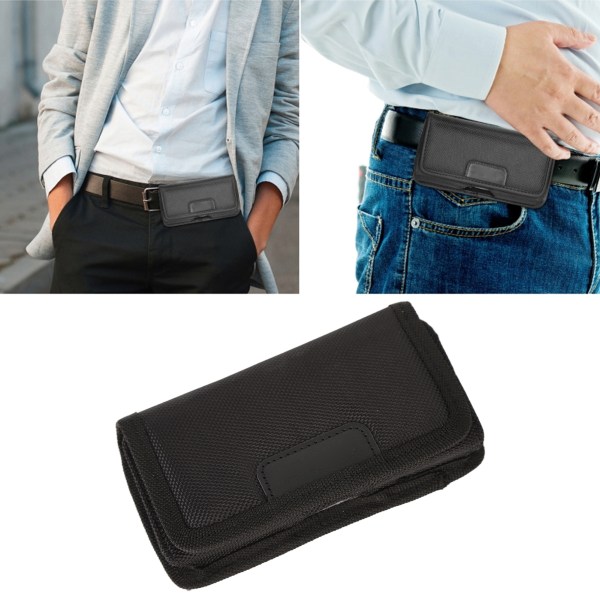 Nylon telefonbältesficka Mobiltelefon bälteshållare Cover med bältesklämma Svart för IPhone 14 Pro 14 13 Mini för Samsung Galaxy S23 Black