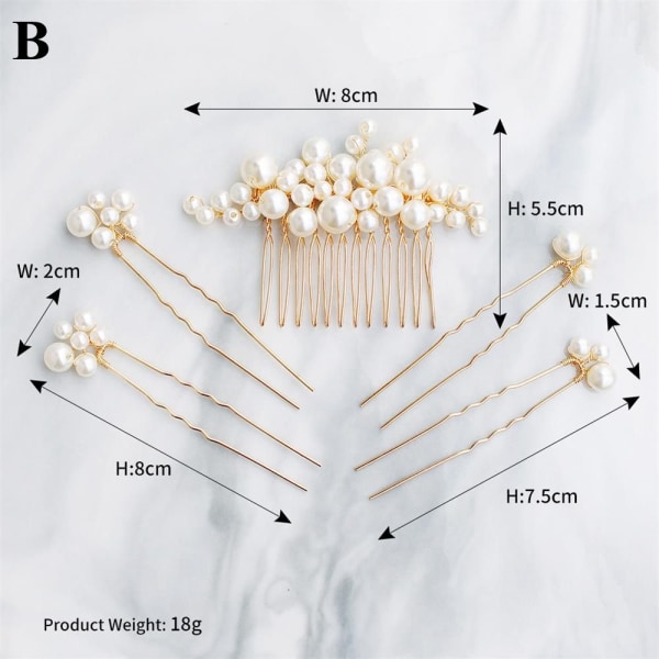 Pearl Hairpin Comb Bridal Headpiece Morsiussolki A1 (2 kpl)