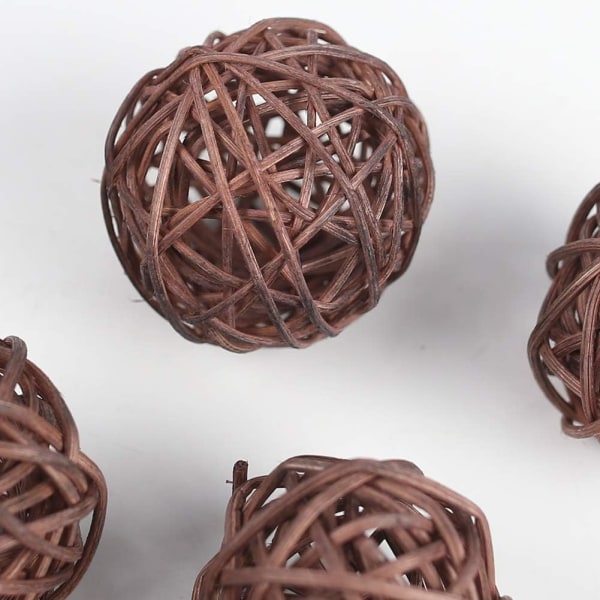 Rattan Ball, 24PCS 2 Inch Wicker Ball Decorative Ball Orbs Vase Fillers White+Gray+Brown+Black White+Gray+Brown+Black 24pcs