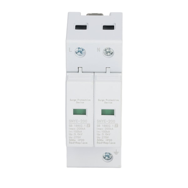 Overspenningsvern med PC-skall, visuell indikator, isolerte terminaler, pluggdesign, AC-overspenningsvern, hvit - 200KA 2P 275V