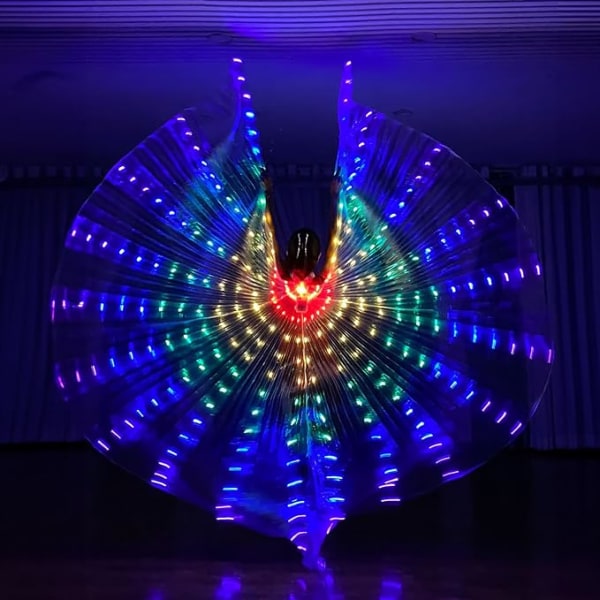 【Lixiang Store】 Pimeässä hehkuvat LED Fairy Wings for Kids Värikkäät pimeässä hehkuvat perhosen siivet lumoaviin juhliin ja tapahtumiin! colorful light 12 strips 180 lights