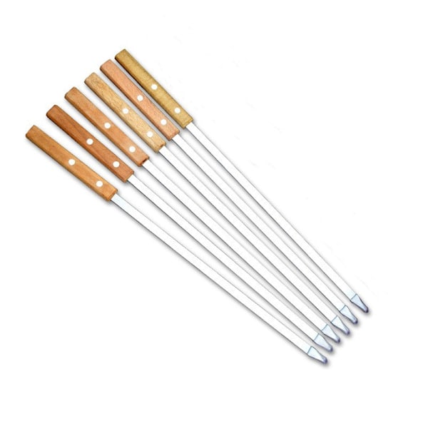 Total längd 42cm, bredd 1cm, tjocklek 2mm, handtagslängd 12cm, bredd 1,7cm, använd längd 30cm tunn rostfri grill, 8 stycken i lager, silver