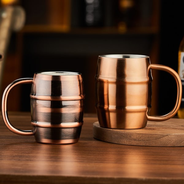 Dubbelväggig Isolerad Rostfritt Stål Ölkopp - Mångsidig Ergonomisk Design för Mjölkte och Hemanvändning i Retro Kopparfinish Retro Copper Color