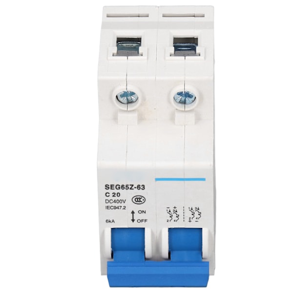 DC Miniature Afbryder 2P 6KA 400V Luftafbryder til Solcellepanel - C20 20A Rating