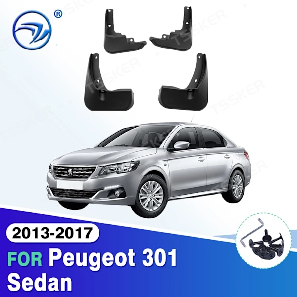 4 st Bil Främre Bakre Stänkskärmar Stänkskydd Mud Flaps Mudguards för Peugeot 301 Sedan 2013 2014 2015 2016 2017 Stänkskydd