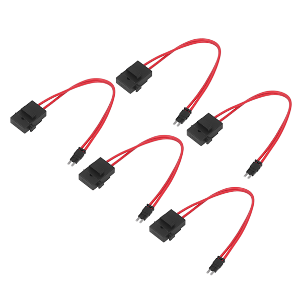 5-pack Mini Säkringhållare för Bil med 20A 16AWG Tråd Förlängning, Inkluderar 5 Säkringar och 9,1 mm ACM Långa Ben