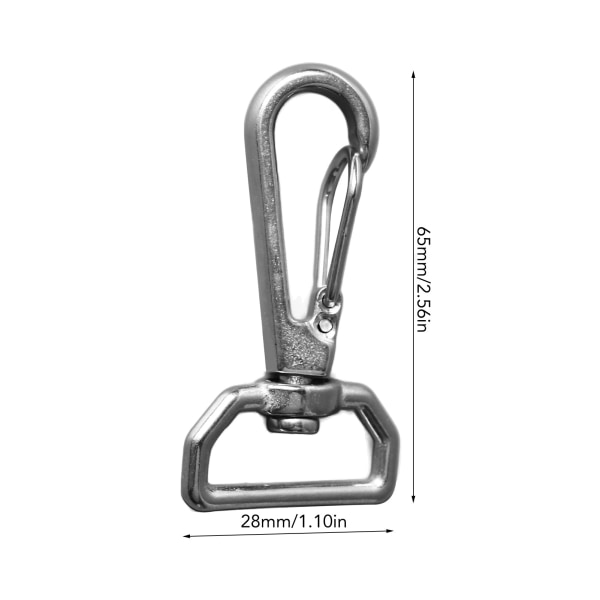 6-pak 316 Rustfritt Stål Universal D-Ring Snap Hooks - Webbing Belte Fjærspenner for Stropper, Ledninger, Snører, Dyrehalsbånd og Lærbelter