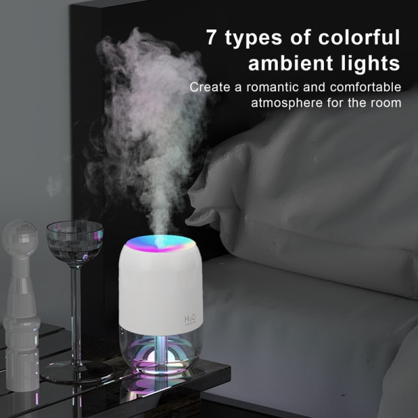 【Lixiang Store】 200 ml Aroma Diffuser Vit Aroma Diffuser luftfuktare med 7 färger omgivande ljus