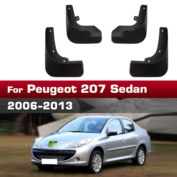För Peugeot 207 Sedan 2006 2007 2008 2009 2010 2011 2012 2013 Stänkskärm 4st/set Skydd Stänkskydd Bil