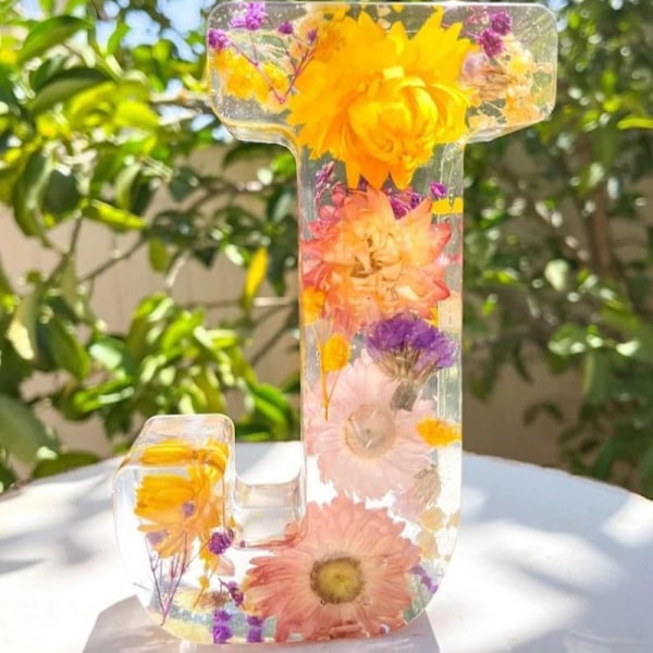 Blomsterharpiks Natlys Blomsterbogstav Harpiks Natlys Hjemmedekoration Kreativ Gave J