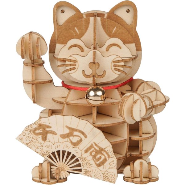 3D-puinen palapeli Kokoonpanolelu-tee-se-itse-malli askartelupakkaus-kodinsisustus-paras opettavainen syntymäpäivälahja pojille Tytöille Ystävät Poika Aikuiset Lucky Cat Lucky Cat