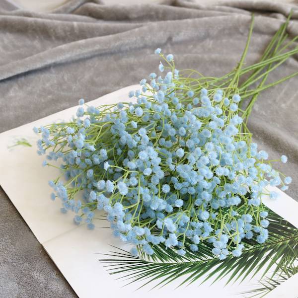 10 stk Babys Breath kunstige falske blomsterbuket Gypsophila Bulk Flower i hvid til bryllupskrone Hjemmefest Havedekoration Blå Blue