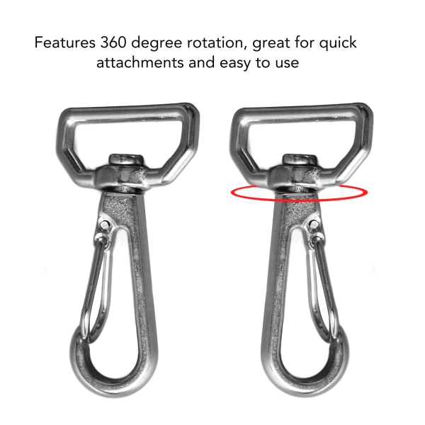 6-pack 316 Rostfritt Stål Universal D-Ring Snaphäkte - Vävbandsbältesfjäderklämmor för Remmar, Trådar, Sladdar, Djurhalsband och Läderbälten
