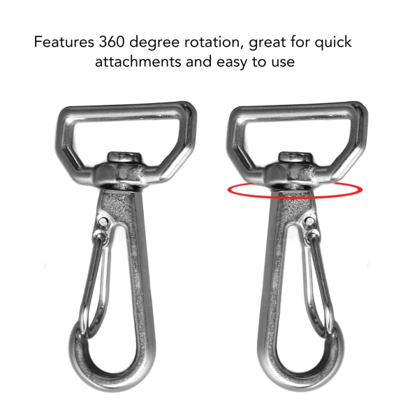 6-pak 316 Rustfritt Stål Universal D-Ring Snap Hooks - Webbing Belte Fjærspenner for Stropper, Ledninger, Snører, Dyrehalsbånd og Lærbelter