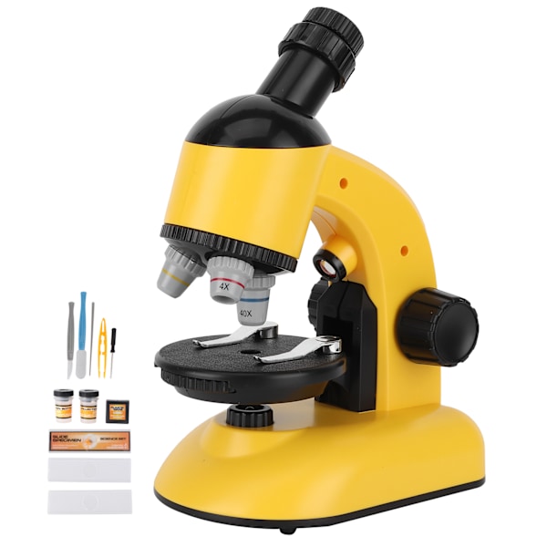 40X-1200X Kids Microscope with 360 Rotation Head Educational Toy for Children BeginnersYellow Yellow