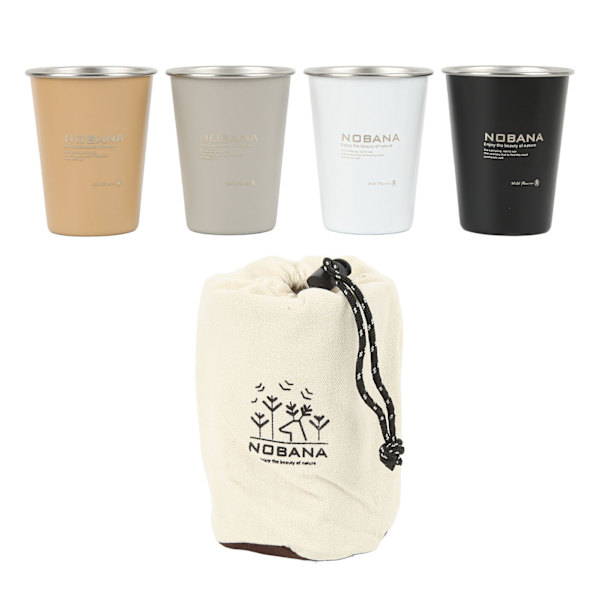 4-delt Camping Kop Sæt - 350ml Rustfrit Stål, Letvægts & Holdbar, Tilgængelig i 4 Farver til Udendørs Rejser og Picnic 4 PCS